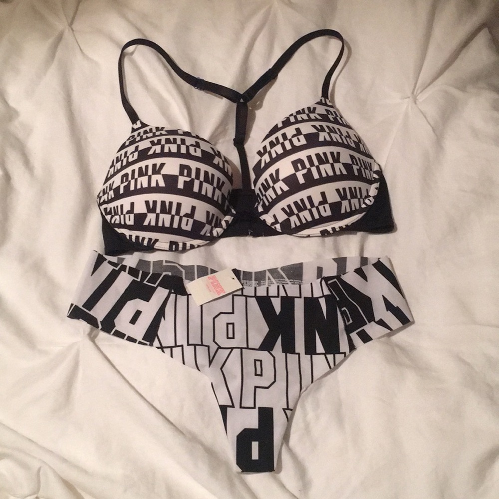 Pink logo bra set